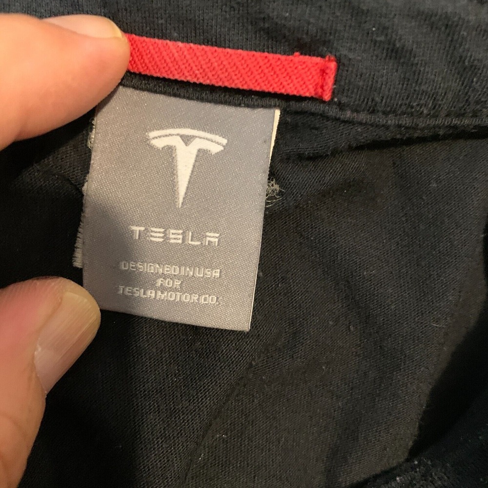 TESLA Motor Polo Shirt Men's XL Black Short Sleeve Polyester & Cotton Sz Extra L - Picture 9 of 12